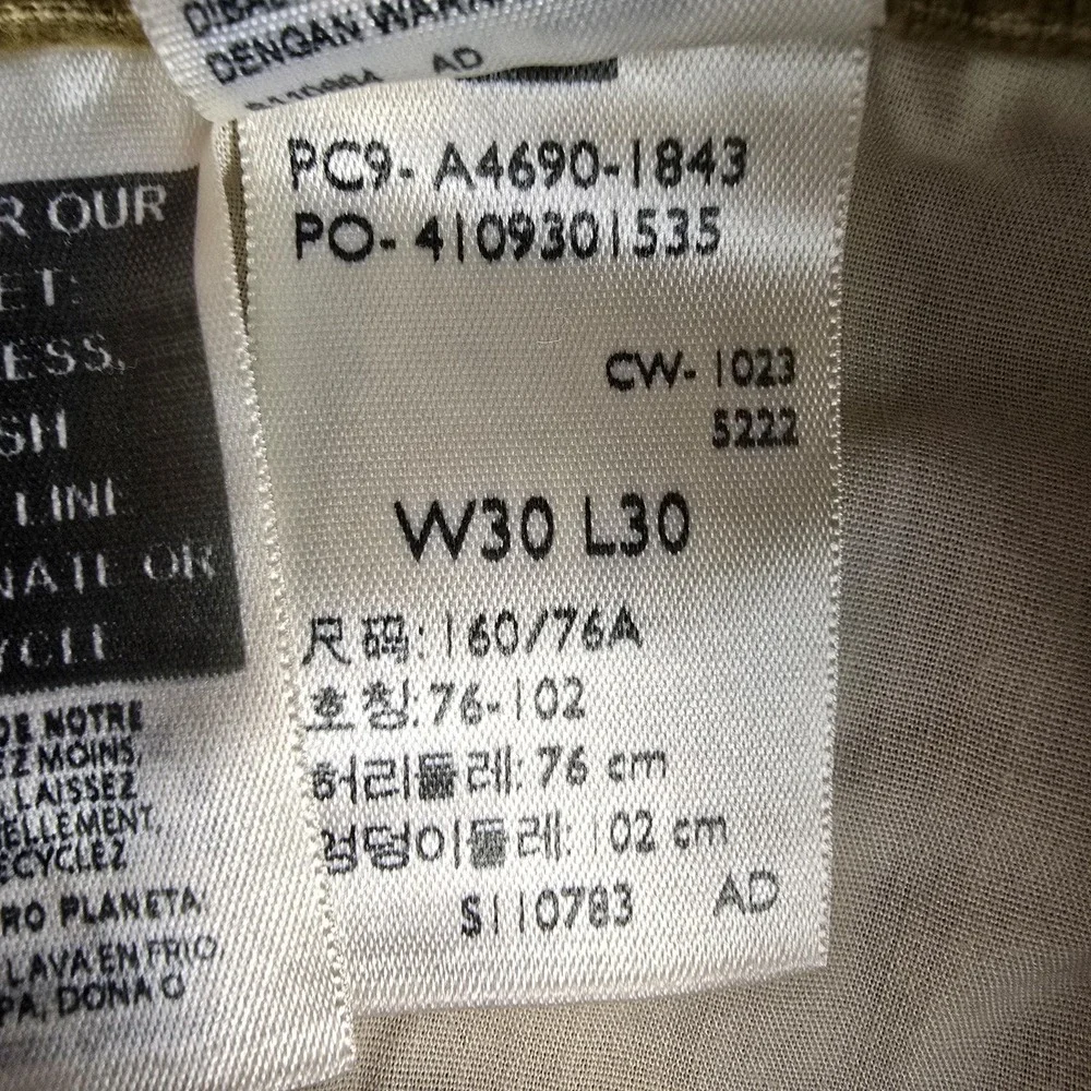 Levis Corduroy Pants Mens 30x30 Beige Straight Leg Regular‎ Fit PC9 A4690-1843
